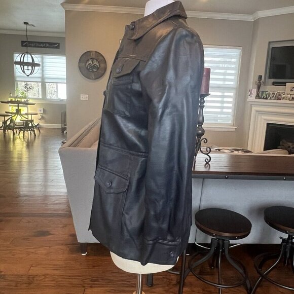 VTG 60's Penney's International Imports Vegan Leather Jacket Navy Blue Size 14 S - Picture 5 of 12